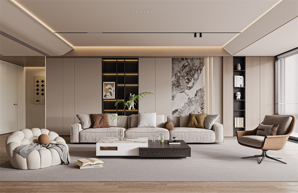 客廳背景墻木飾面怎么設計?(圖1) 1.jpg